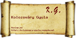Kolozsváry Gyula névjegykártya