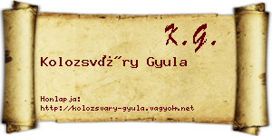 Kolozsváry Gyula névjegykártya